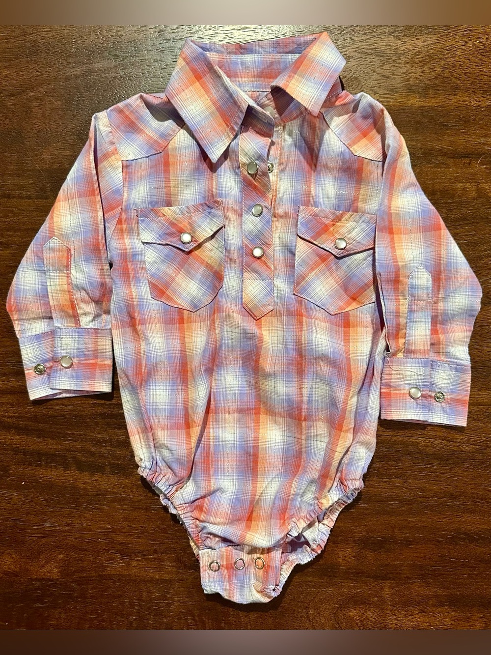 Baby Girl Western Plaid Bubble Romper 9M